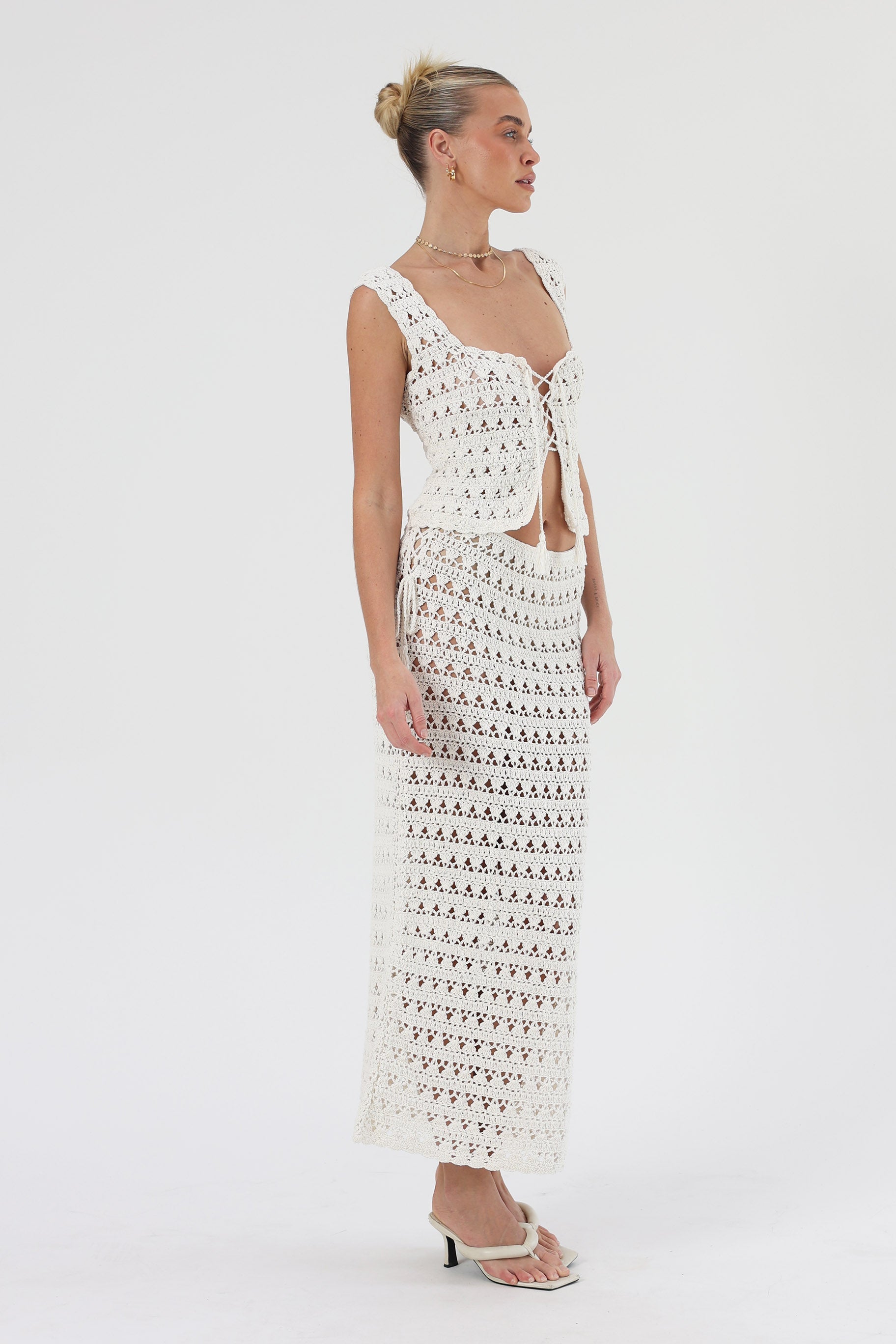 Nina Crochet Maxi Skirt Ivory - Isabelle Quinn