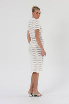 Piper Crochet Midi Dress Ivory - Isabelle Quinn