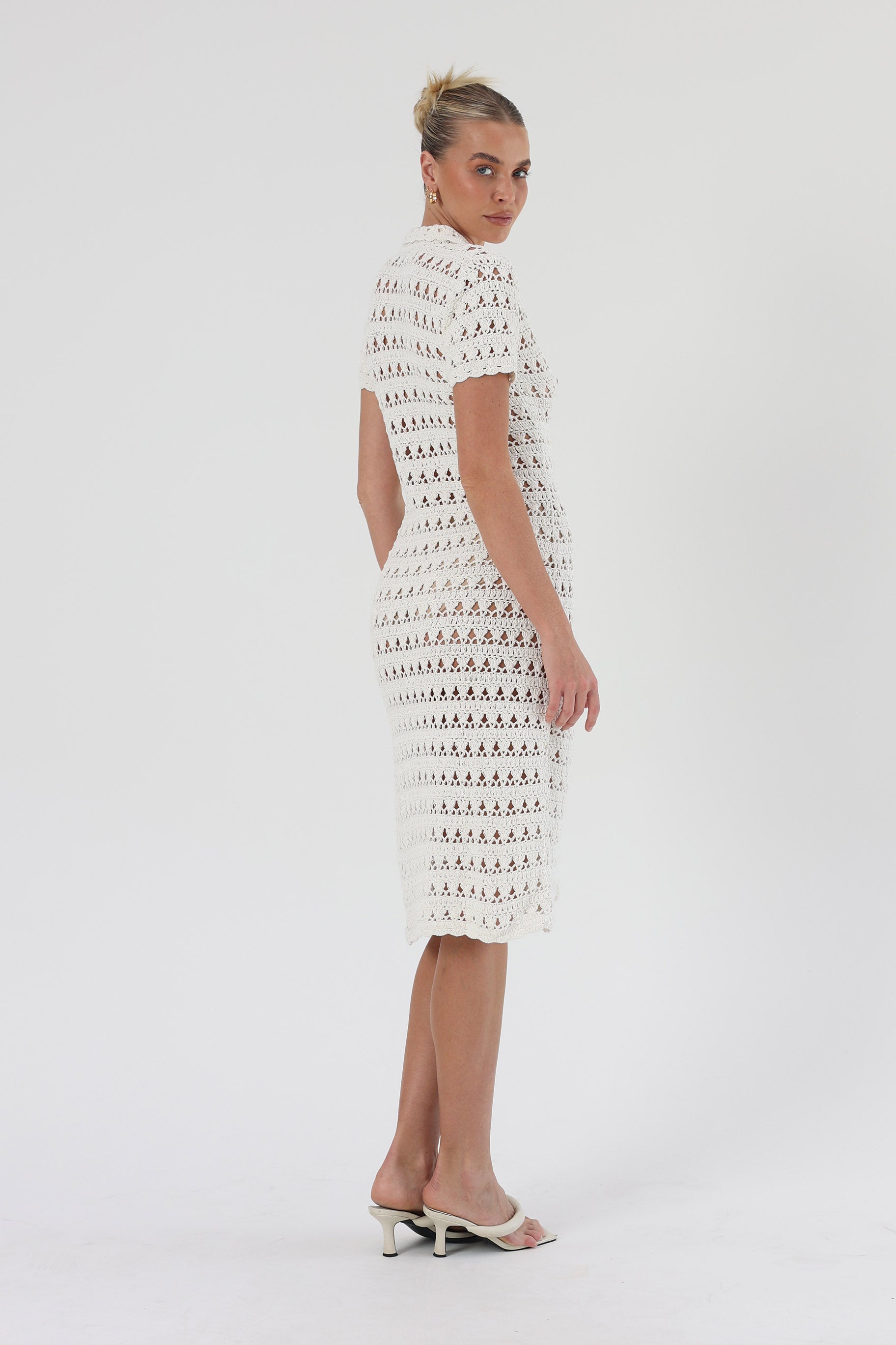 Piper Crochet Midi Dress Ivory - Isabelle Quinn